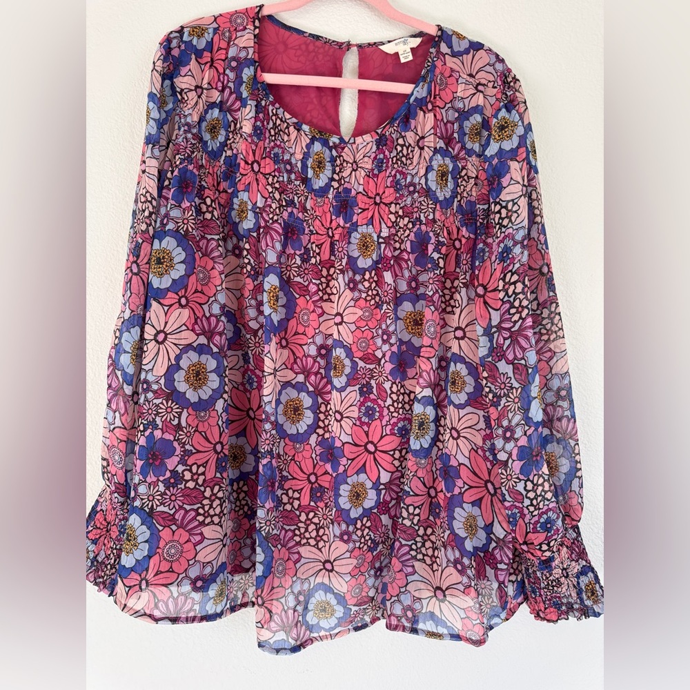 Floral Print Blouse Size 2X Feminine Romantic Cottagecore